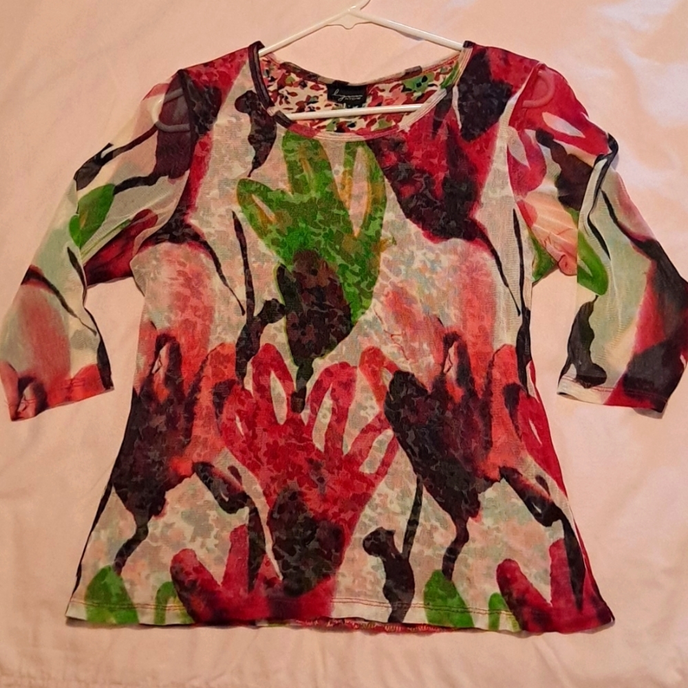 Lynn Ritchie Floral Silk Top Medium